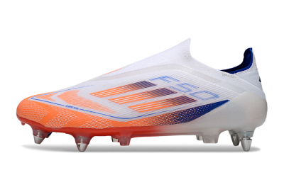 Men's Adidas F50 Elite Laceless SG Soft Ground Low-Tops Football Boots - White/Red/Blue