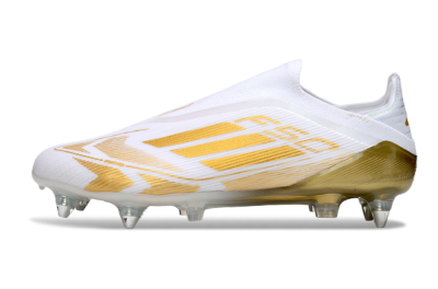 Men's Adidas F50 Elite Laceless SG Soft Ground Low-Tops Football Boots - White/Gold