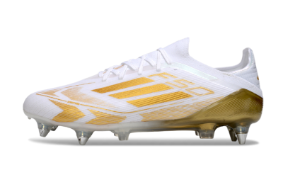 Men's Adidas F50 Elite SG Soft Ground Low-Tops Football Boots - White/Gold