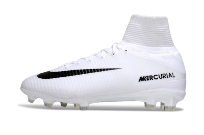 Men's Nike Mercurial Superfly 5 Elite FG Firm Ground High-Tops Football Boots - White/Black