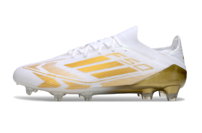 Men's Adidas F50 Elite FG Firm Ground Low-Tops Football Boots - White/Gold