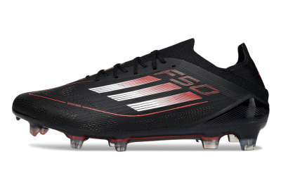 Men's Adidas F50 Elite FG Firm Ground Low-Tops Football Boots - Black/Silver/Red