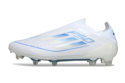 Men's Adidas F50 Elite Laceless FG Firm Ground Low-Tops Football Boots - White/Blue