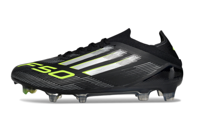 Men's Adidas F50 Elite FG Firm Ground Low-Tops Football Boots - Black/Silver/Yellow