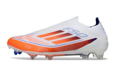 Men's Adidas F50 Elite Laceless FG Firm Ground Low-Tops Football Boots - White/Red/Blue