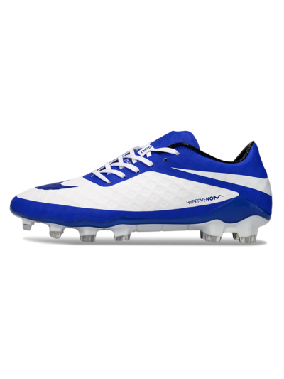Men's Nike Hypervenom Phantom FG Firm Ground Low-Tops Football Boots - White/Blue