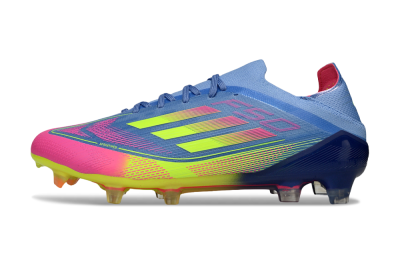 Men's Adidas F50 Elite FG Firm Ground Low-Tops Football Boots - Blue/Yellow/Pink