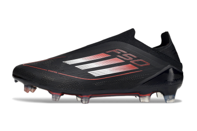 Men's Adidas F50 Elite Laceless FG Firm Ground Low-Tops Football Boots - Black/Silver/Red