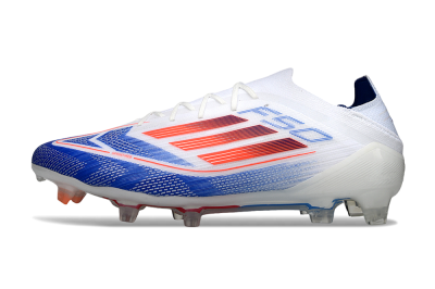 Men's Adidas F50 Elite FG Firm Ground Low-Tops Football Boots - White/Blue/Red