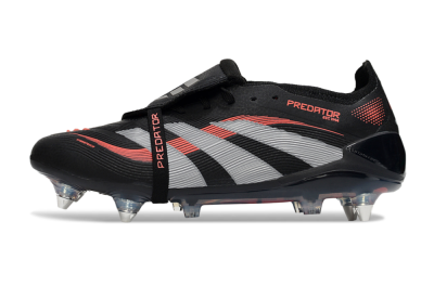 Men's Adidas Predator 25 Elite Foldover Tongue SG Soft Ground Low-Tops Football Boots - Black/Red/Silver