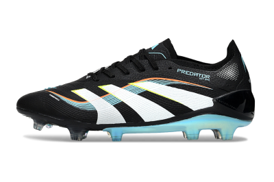 Unisex Adidas Predator 25 Elite FG Firm Ground Low-Tops Football Boots - Black/White/Jade