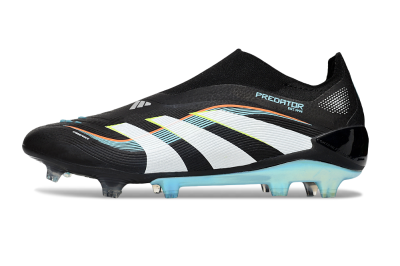 Unisex Adidas Predator 25 Elite Laceless FG Firm Ground Low-Tops Football Boots - Black/White/Jade