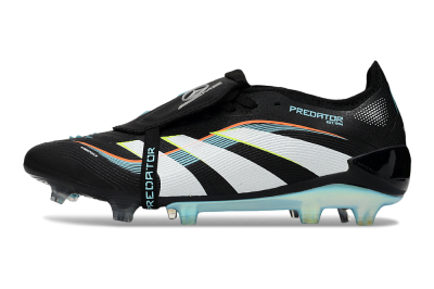 Unisex Adidas Predator 25 Elite Foldover Tongue FG Firm Ground Low-Tops Football Boots - Black/White/Jade