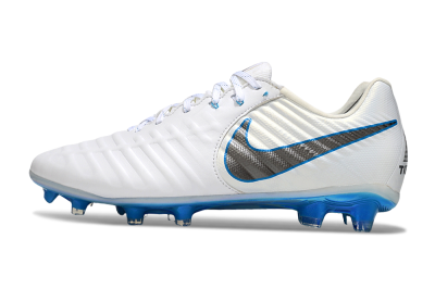 Men's Nike Tiempo Legend 10 Elite FG Firm Ground Low-Tops Football Boots - White/Silver/Blue