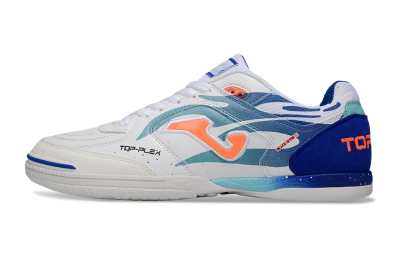 Men's Joma Top Flex IC Indoor & Futsal Low-Tops Football Shoes - White/Blue/Orange