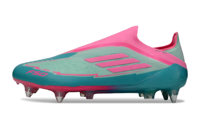Men's Messi x Adidas F50 Elite Laceless SG Soft Ground Low-Tops Football Boots - Green/Pink
