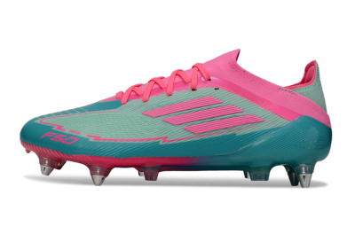 Men's Messi x Adidas F50 Elite SG Soft Ground Low-Tops Football Boots - Green/Pink