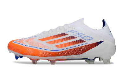 Men's Adidas F50 Elite FG Firm Ground Low-Tops Football Boots - White/Red/Blue