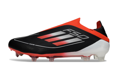 Men's Adidas F50 Elite Laceless FG Firm Ground Low-Tops Football Boots - Black/Red/White