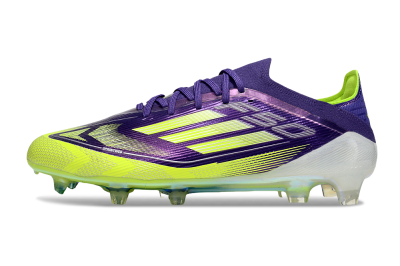 Men's Adidas F50 Elite FG Firm Ground Low-Tops Football Boots - Purple/Yellow/White