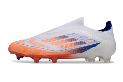 Men's Adidas F50 Elite Laceless FG Firm Ground Low-Tops Football Boots - White/Red/Blue