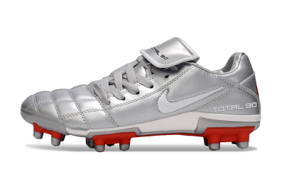 Men's Nike Total 90 III FG Firm Ground Low-Tops Football Boots - Silver/White/Red