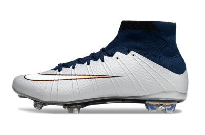 Men's Nike Mercurial Superfly 4 Elite FG Firm Ground High-Tops Football Boots - Silver/Blue/Yellow