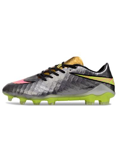 Men's Nike Hypervenom Phantom FG Firm Ground Low-Tops Football Boots - Silver/Yellow/Pink
