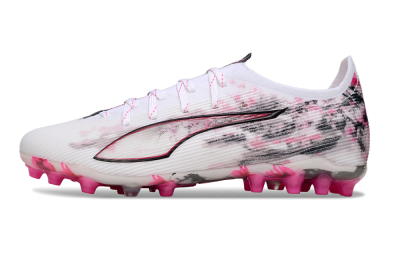Men's Puma Ultra 5 Ultimate FG Firm Ground Low-Tops Football Boots - White/Pink/Black