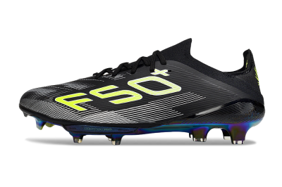 Men's Adidas F50+ Elite Lightstrike Pro FG Firm Ground Low-Tops Football Boots - Black/White/Yellow