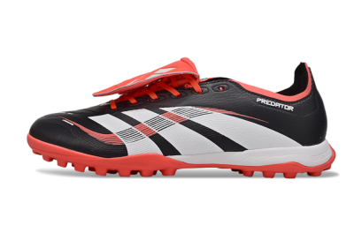 Unisex Adidas Predator Elite Foldover Tongue TF Artificial Turf Low-Tops Football Shoes - Black/White/Red