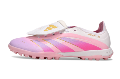 Unisex Adidas Predator Elite Foldover Tongue TF Artificial Turf Low-Tops Football Shoes - Pink/Purple/Gold