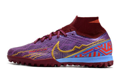 Unisex Nike Air Zoom Mercurial Superfly 9 Elite TF Artificial Turf High-Tops Football Shoes - Purple/Black/Gold
