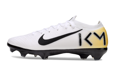 Unisex KM x Nike Air Zoom Mercurial Vapor 16 Elite FG Firm Ground Low-Tops Football Boots - White/Black/Yellow