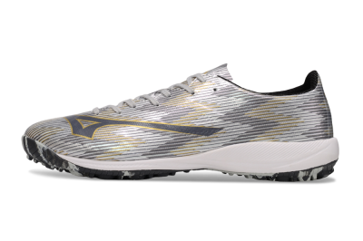 Men's Mizuno Alpha Beta TF Artificial Turf Low-Tops Football Shoes - Silver/Grey/Gold