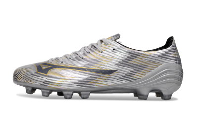 Men's Mizuno Alpha Beta FG Firm Ground Low-Tops Football Boots - Silver/Grey/Gold