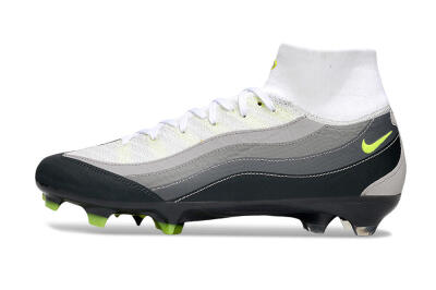 Unisex Nike Air Zoom Mercurial Superfly 10 Elite FG Firm Ground High-Tops Football Boots - White/Grey/Black