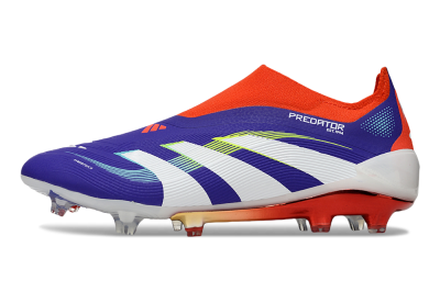Unisex Adidas Predator 25 Elite Laceless FG Firm Ground Low-Tops Football Boots - Blue/White/Red