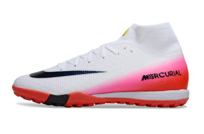 Unisex Nike Air Zoom Mercurial Superfly 10 Elite TF Artificial Turf High-Tops Football Shoes - White/Black/Pink