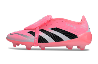 Unisex Adidas Predator 25 Elite Foldover Tongue FG Firm Ground Low-Tops Football Boots - Pink/Black/Silver