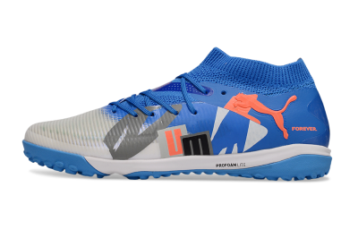 Men's Puma Future 8 Ultimate TF Artificial Turf Low-Tops Football Shoes - Blue/White/Orange