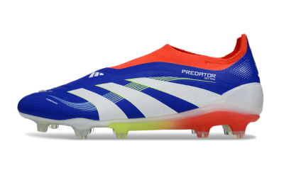 Men's Adidas Predator 25 Elite Laceless FG Firm Ground Low-Tops Football Boots - Blue/White/Red