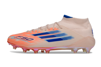 Men's Adidas F50 Elite Mid FG Firm Ground High-Tops Football Boots - Pink/Blue/Jade
