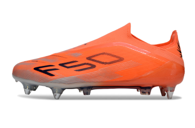 Men's Adidas F50 Elite Laceless SG Soft Ground Low-Tops Football Boots - Red/Black/Silver
