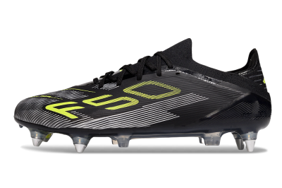 Men's Adidas F50 Elite SG Soft Ground Low-Tops Football Boots - Black/Yellow/Silver
