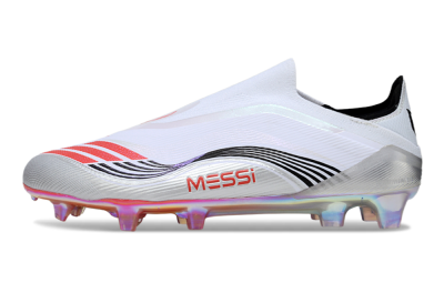 Unisex Messi x Adidas F50 Elite FG Firm Ground Low-Tops Football Boots - White/Silver/Red