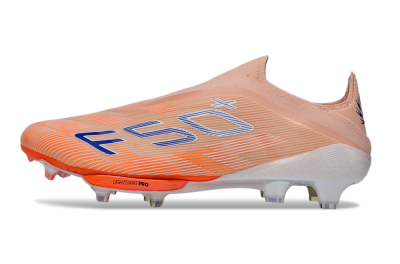 Men's Adidas F50+ Elite Lightstrike Pro Laceless FG Firm Ground Low-Tops Football Boots - Pink/Orange/White