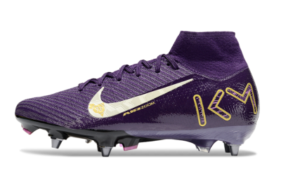 Men's Nike Air Zoom Mercurial Superfly 10 Elite SG Soft Ground High-Tops Football Boots - Purple/White/Gold