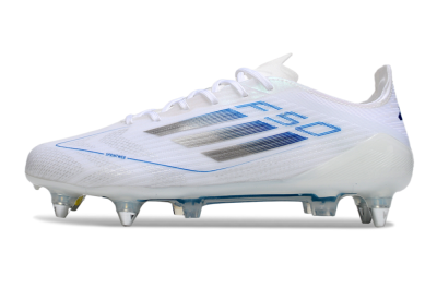 Men's Adidas F50 Elite SG Soft Ground Low-Tops Football Boots - White/Blue/Silver