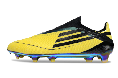 Unisex Adidas F50 Elite Laceless FG Firm Ground Low-Tops Football Boots - Yellow/Black/Gold
